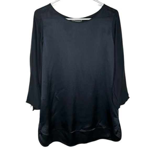 Vince 100% Silk‎ Blouse Women's Small Deep Navy Blue Classic Quiet Luxury - Picture 1 of 7
